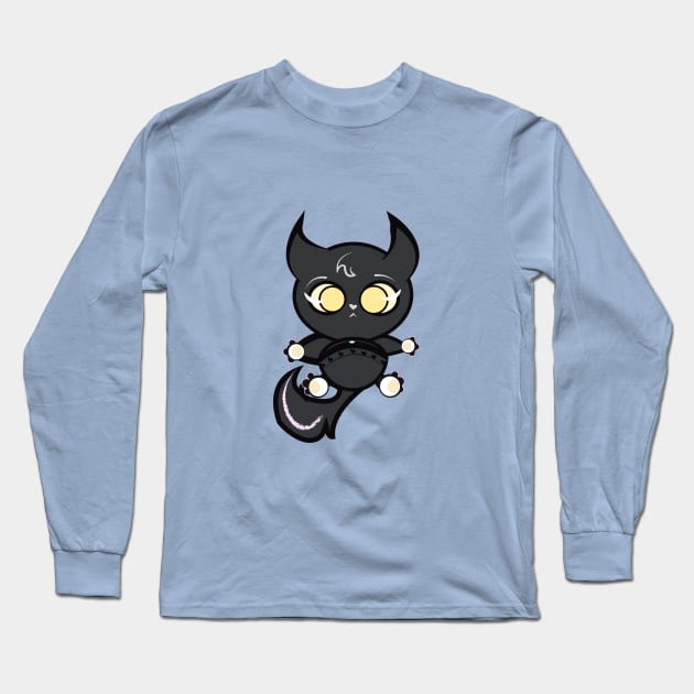 Cute black kitten Baby Maxwell anime style Long Sleeve T-Shirt by ZOOLAB